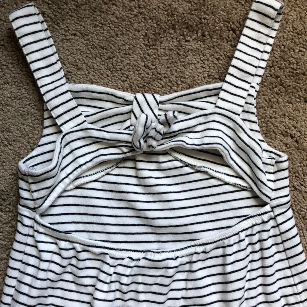 Gymboree Dress Girls Size 8 White Black Stripes‎ Floral Tank
